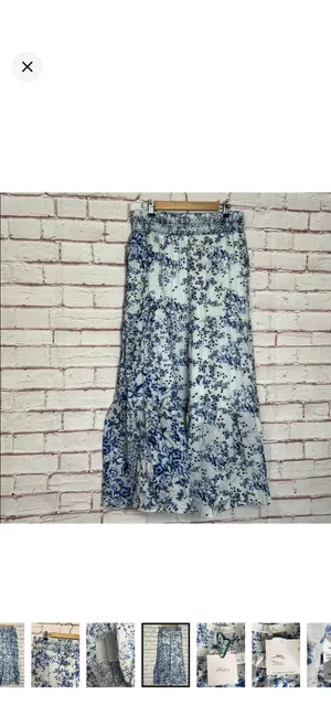 Atelier New York 100% Cotton Tiered Maxi Skirt Blue Floral Size 10 NWT. Stretchy smocked waist. Lined to knee. Flowy boho design. 16-19” waist 41” long thumbnail 5