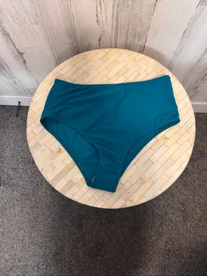 SHEIN High Waisted Bikini Bottoms Womens Small Teal Blue Swim Briefs thumbnail 5