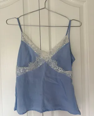 Blue Blouse with Lace Size XS thumbnail 1
