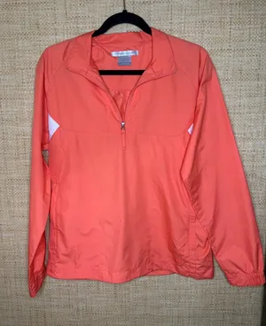Nike Golf Storm-FIT Women Quarter-Zip Windbreaker Jacket Coral Orange Medium thumbnail 1
