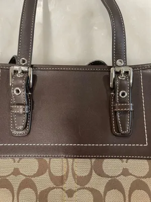Coach Signature Shoulder Satchel Tote Bag Brown thumbnail 5