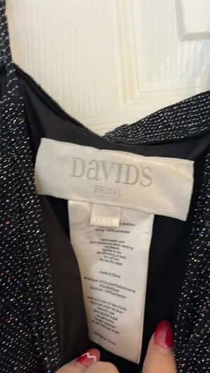 David's Bridal black sparkly prom dress thumbnail 4