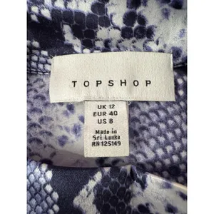 Topshop Python Snake Print Satin Crop Top Navy Mock Neck Long Sleeve Chic Blouse thumbnail 8