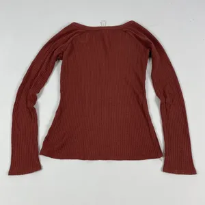 The Group Babaton‎ Shirt Womens XS Red Henley Long Sleeve Waffle Knit Top thumbnail 6