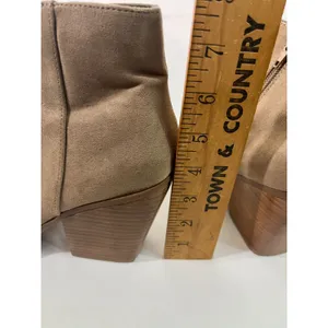 MADDEN Girl Women Suede Block Heel Ankle Boots Side Zip Pointed Toe Tan Sz 8.5‎ thumbnail 7