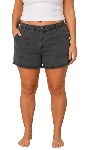 Aerie Gray Frayed Hem Linen Blend Utility Shorts Size XL thumbnail 1