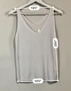 Women’s Sleeveless Knit V Neck Sweater Tank White Size XL NWOT thumbnail 4