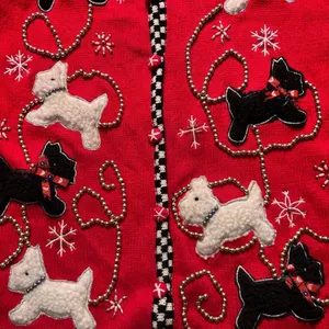 KIKIT Sweater Christmas Scottie Dogs Women's Size M Ugly‎ Christmas Sweater thumbnail 6
