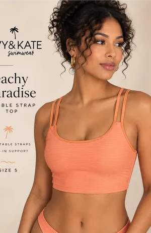 Livy & Kate Peachy Paradise Double Strap Swim Top S NWT thumbnail 1