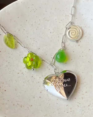 Handmade vintage cottage retro boho fairy coquette style quality material mix gold tone stainless steel necklace🩷 thumbnail 9