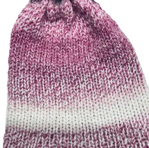 Handmade pom hat rose pink knit slouchy removable faux fur pompom adult winter thumbnail 7
