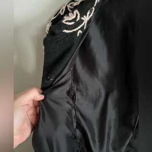 Vintage Y2K Focus by Shani Black Floral Embroidered Wool Blend Jacket XL thumbnail 7