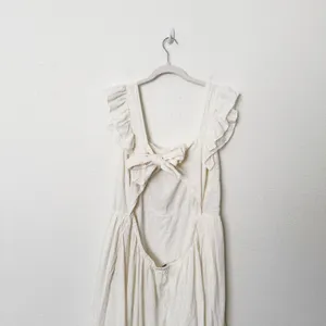 [Madewell] Cream Ruffle Strap Textural Striped Tiered Midi Dress Cutout Back 2X thumbnail 5