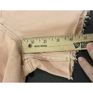 Zara Womens Size 4 Pink Mid‎ Rise Button Fly Denim Jean Shorts Boho Festival thumbnail 6