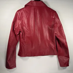 Vintage Yvonne de Marie Size Small Red Leather Jacket Moto Biker 80s thumbnail 11