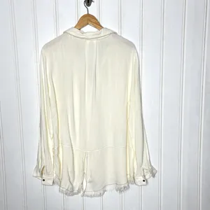 The Porter Collective Off White Cowgirl Frayed Hem Button Up Tunic Shirt 350 thumbnail 9