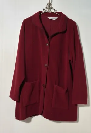 Vermont Country Store · Large/XL (Est) · Button Front Fleece Jacket · Red thumbnail 1
