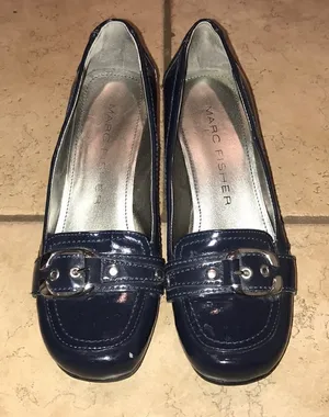 Marc Fisher Navy patent leather wedges thumbnail 1