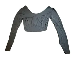 Free People Beach Black‎ Long Sleeve Crop Top Scoop Neck Size Medium OB401051 thumbnail 1