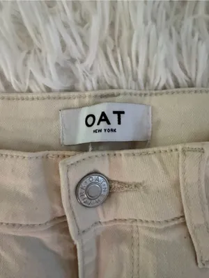 OAT New York Mid Rise Skinny Ankle Jeans Cream Ivory Size 28 thumbnail 2