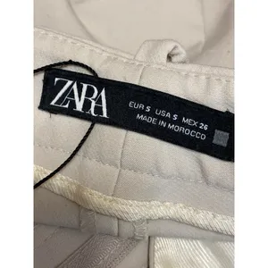 Zara Women's White High Waisted Wide Leg Baggy Trousers Dress Pants Size S thumbnail 5