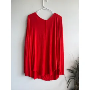 Free People We The Free Womens Red V Neck Long Sleeve‎ Oversized Tunic Top M thumbnail 3