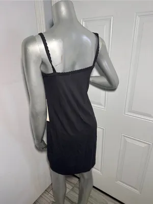 AMO Scallop Cami Sleeveless Short Dress Vintage Black New Cotton S thumbnail 4