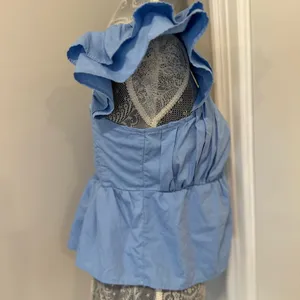 Abercrombie & Fitch Flutter Sleeves Poplin Smocked Back Babydoll Mall Brand Top thumbnail 4