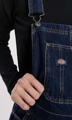 Dickies dark-wash loose straight- baggy leg fit denim carpenter bib overalls,XS thumbnail 14
