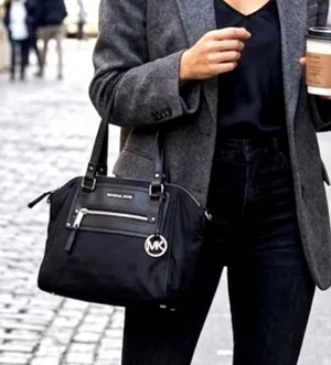 Michael Kors Gilmore satchel black nylon leather-trimmed shoulder bag casual thumbnail 1