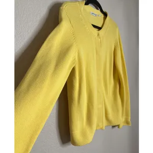 Orvis Womens‎ Medium Yellow Button Front Cardigan Sweater Knit Preppy Career thumbnail 5