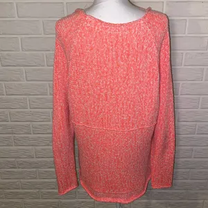 Free People Sweater Chunky Neon Pink Slouchy Dolman Open Knit, Size Small thumbnail 7