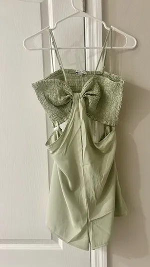 NWOT Sage Green Cutout Romper With Smoked Bust Size Large thumbnail 3