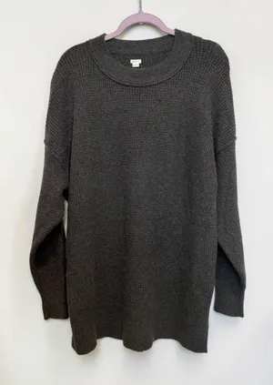 Aerie Charcoal Gray Oversized Side Slit Knit Sweater Size Small thumbnail 1
