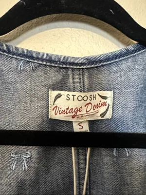 STOOSH VINTAGE DENIM VEST With Embroidered Bows Size Small NWT‎ thumbnail 4