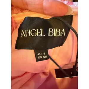 Angel Biba Blanca Mini Dress Women XS Pink NWT 3D Floral Sweetheart Bodycon thumbnail 9