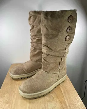 Skechers Australia Tan Faux Fur Shearling Winter Boots Slouchy Button Size 7 thumbnail 1