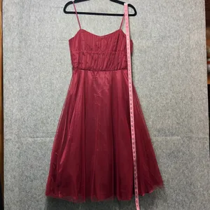 Vintage 90s As U Wish Party‎ Dress Fit Flare Sleeveless Tulle Overlay Red Size 5 thumbnail 2