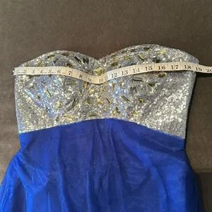 Women’s Blue Full Length Sparkly Tulle & Sequined Prom Party Dress Size L NWT thumbnail 10