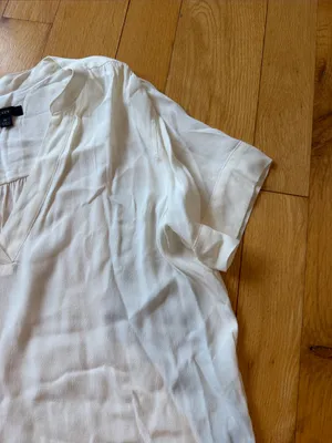 J. Crew Off White V-Neck Short Sleeve Blouse Size Medium - C1-325 thumbnail 5