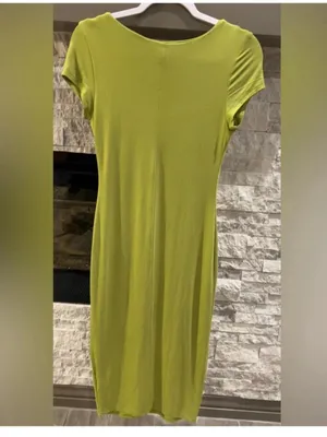See You Monday V Neck midi dress in lime, NWT M thumbnail 6
