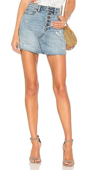 Denim A-line Mini Skirt thumbnail 1