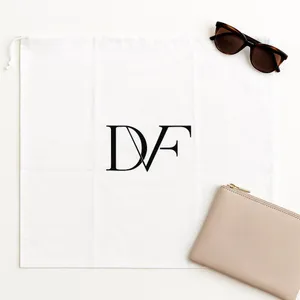Diane von Furstenberg Large White Cotton Drawstring Dust Bag Logo Storage Bag thumbnail 9