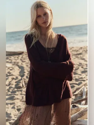 Free people Isadora reversible sweater tunic decadent $68 thumbnail 3