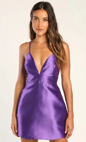 NWOT Lulus Glamourous Life Purple Sleeveless Mini Dress Party Cocktail Size XS thumbnail 1