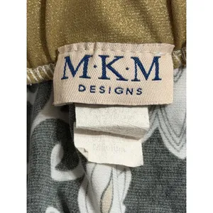 MKM Designs Women's Strapless Floral Paisley Smocked Y2K Top Black Gold‎ Medium thumbnail 5