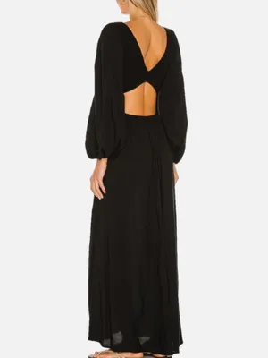 Indah Julie Solid Ruched Bodice Cutaway Maxi Dress Black Small $258 Revolve thumbnail 3