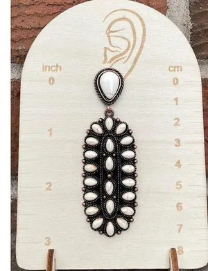 Faux White Buffalo Long Cluster Earrings Brown thumbnail 2