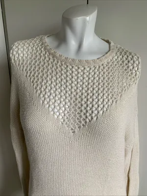 Roxy size small Ivory long sleeve knit pullover tunic sweater thumbnail 4
