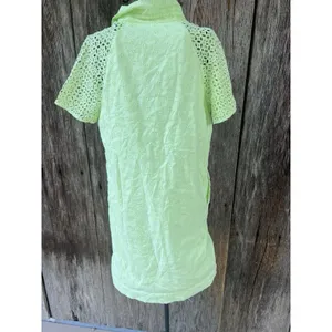 J.CREW Dress Size 0 LIGHT NEON GREEN EYELET SHORT SLEEVE MINI SHIRT‎ DRESS thumbnail 3